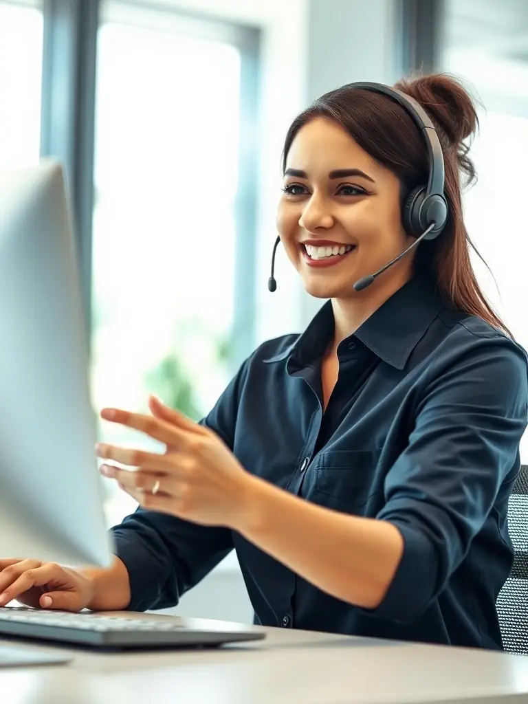 A customer service representative assisting a business client, highlighting Omantel's commitment to providing dedicated support for business customers.