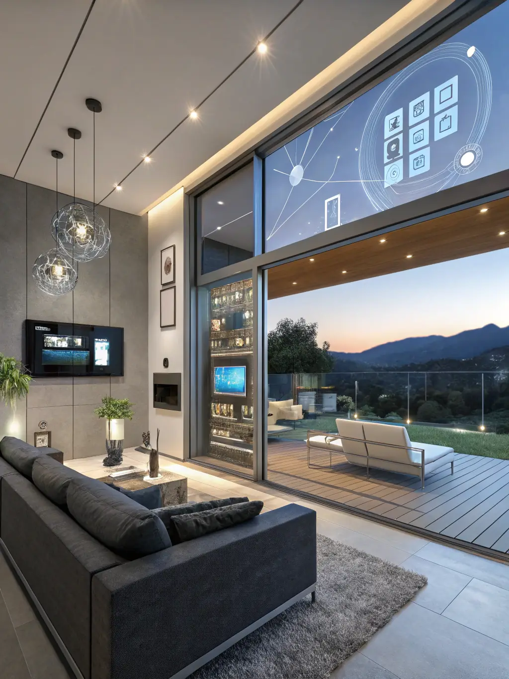 An image of a smart home setup with various IoT devices connected and controlled via a smartphone, illustrating the enhanced IoT capabilities of Omantel's 5G.